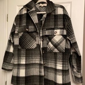 Black and grey plaid Shacket